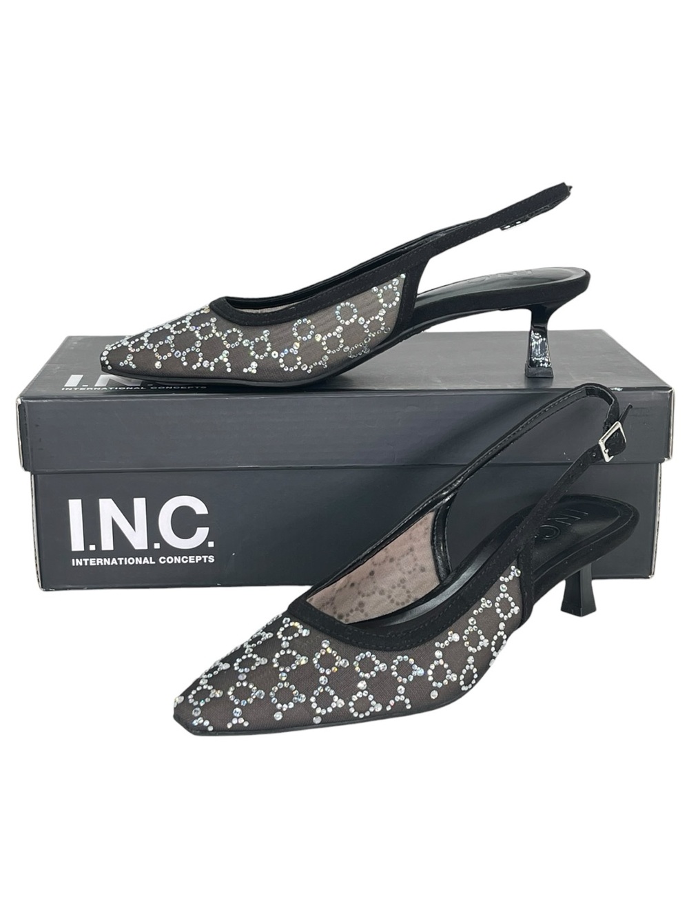 INC Gemini Rhinestone Slingback Low Top Womens Heels Size 6.5M